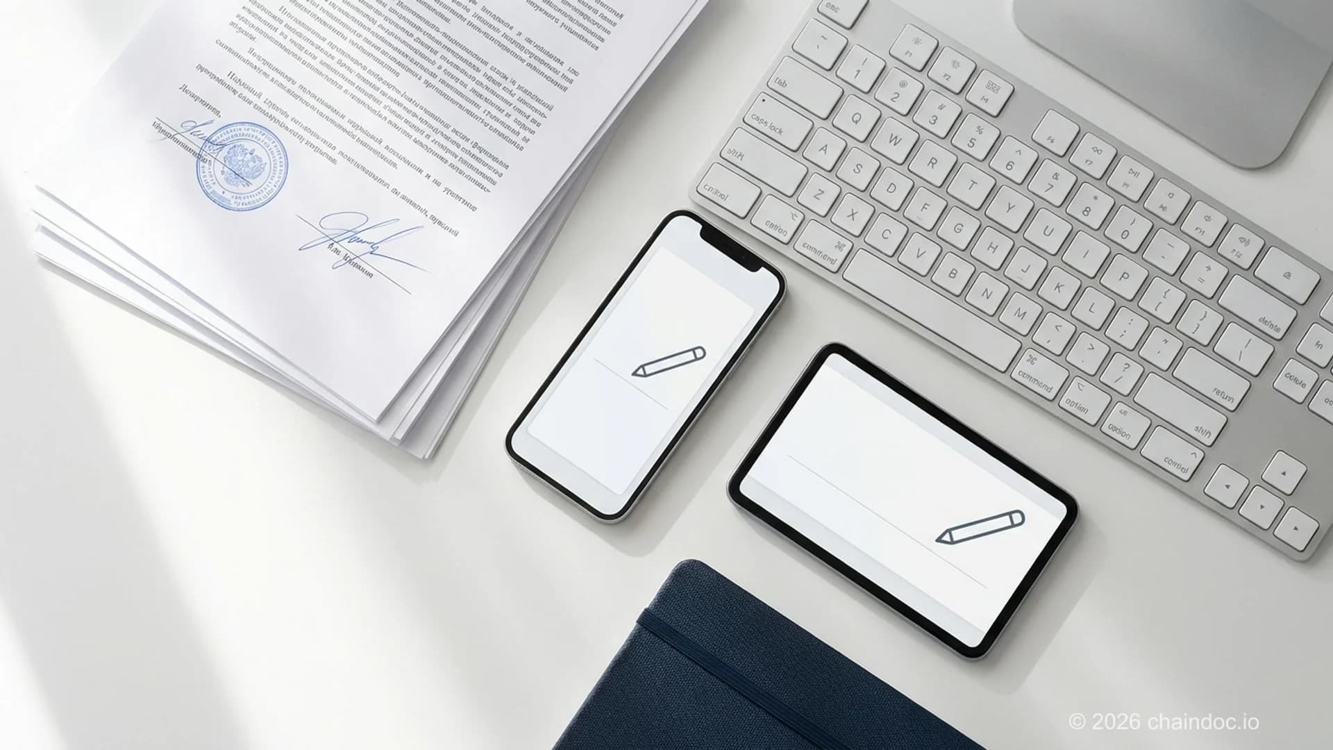 Digital contractor NDA signing workflow — legal documents with mobile signature interface
