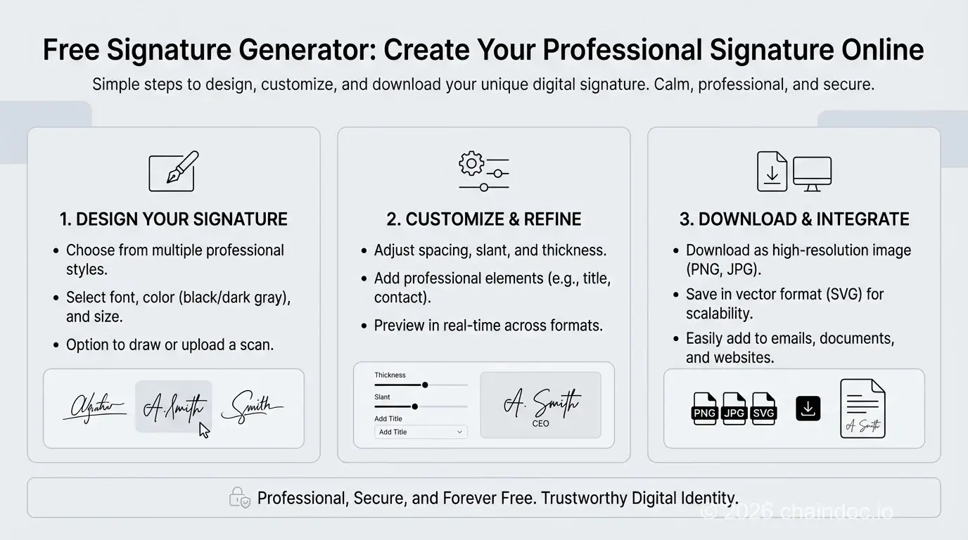 Signature generator infographic - visual guide