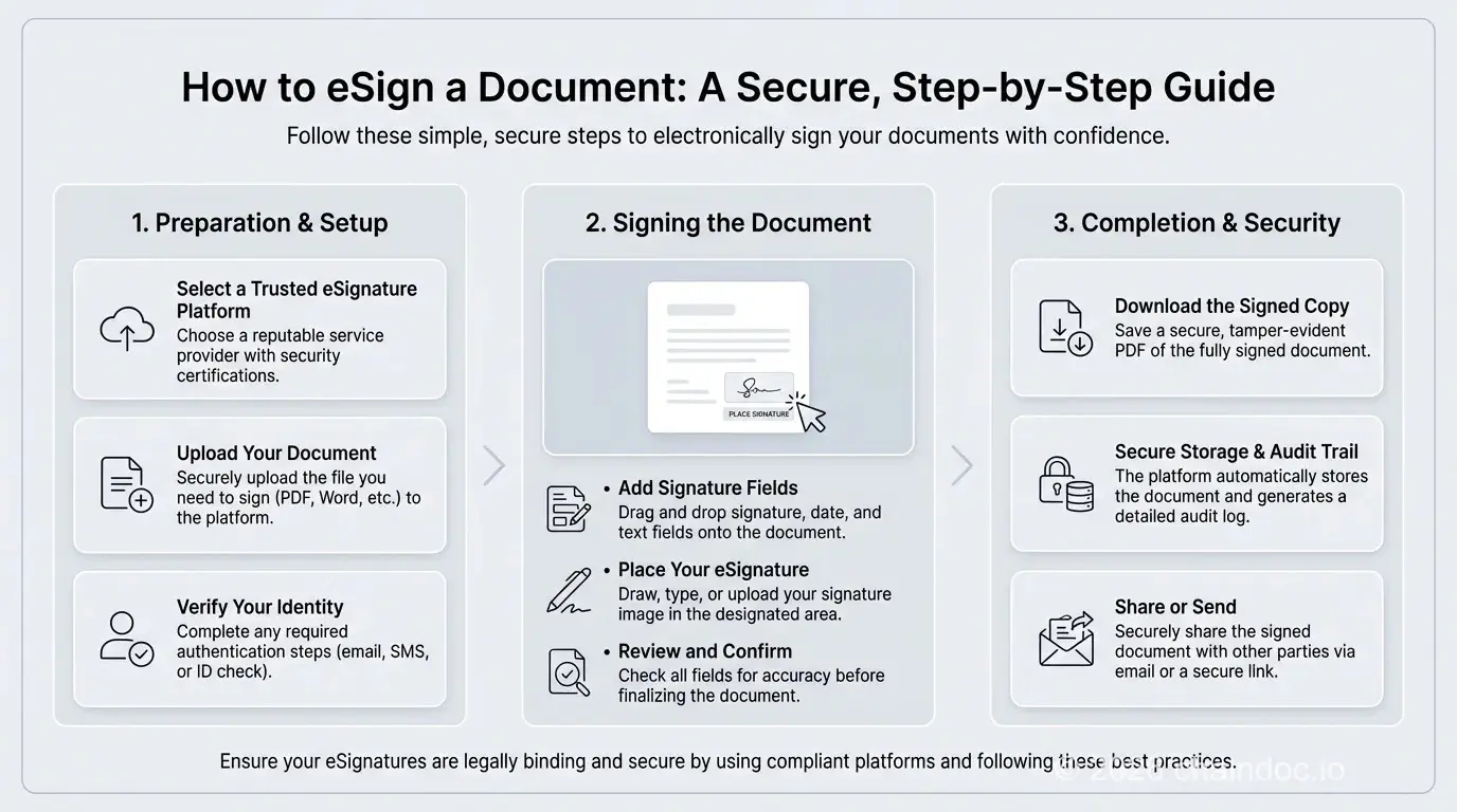 Steps for signing a document online so that it remains enforceable