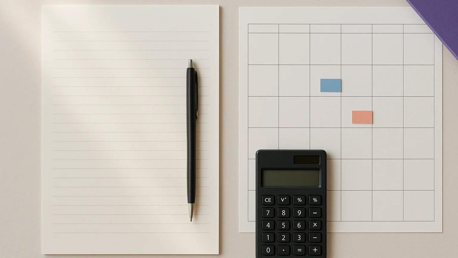 Invoice, calculator and calendar laid out to work out net 30 payment terms and an early-payment discount date