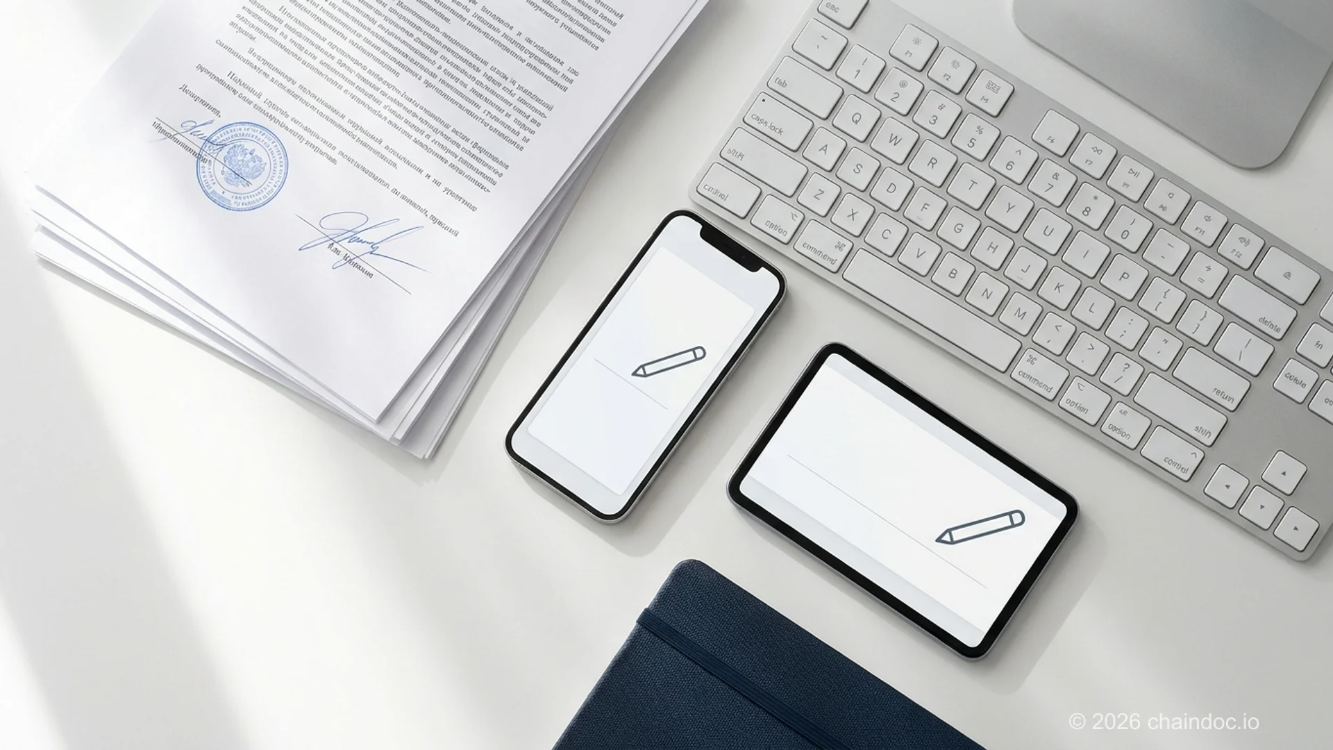 Digital contractor NDA signing — legal documents with mobile signature interface