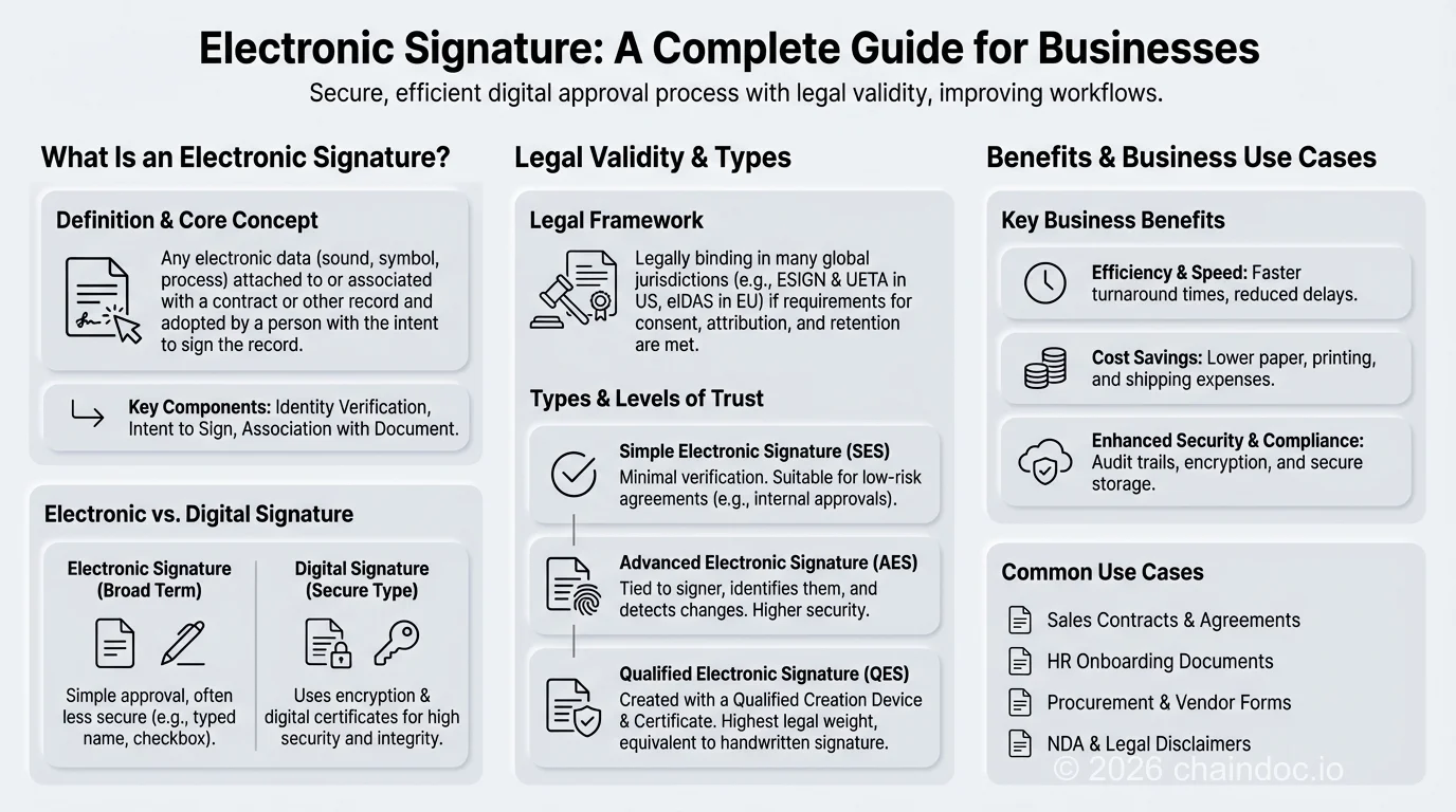 Diagram of the four elements that make an electronic signature defensible